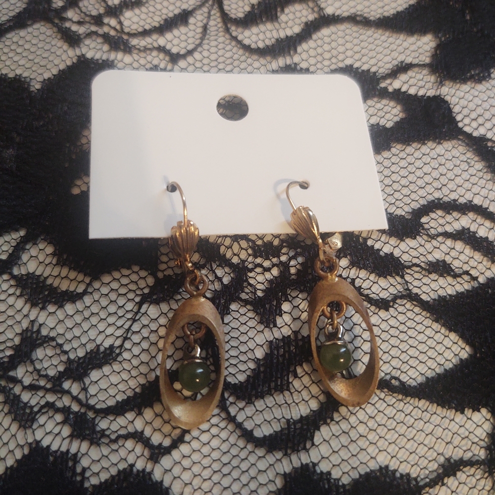 Gold oval earrings